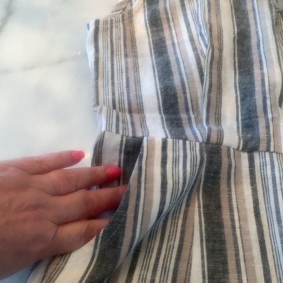 NWT Gaya Romper Stripes Linen Pockets Small - Picture 7 of 7